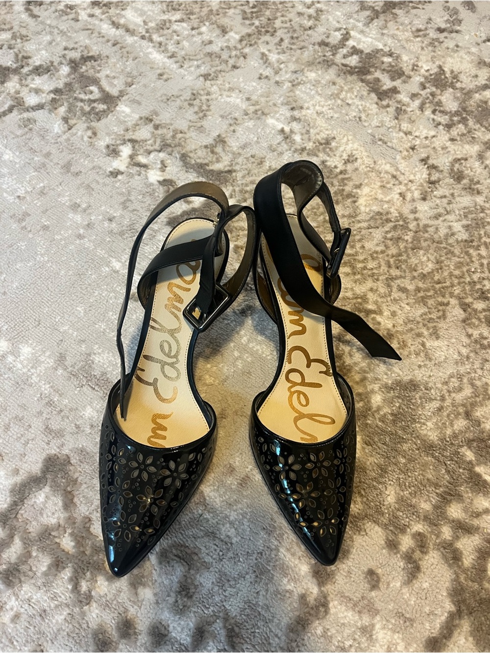 Sam Edelman Black Pointed Slingback Pumps with Cutout Detail